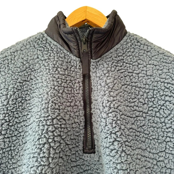 Aerie Dream Sherpa Quarter Zip Sweatshirt Marbled Blue Medium Oversized Pullover - Picture 6 of 13